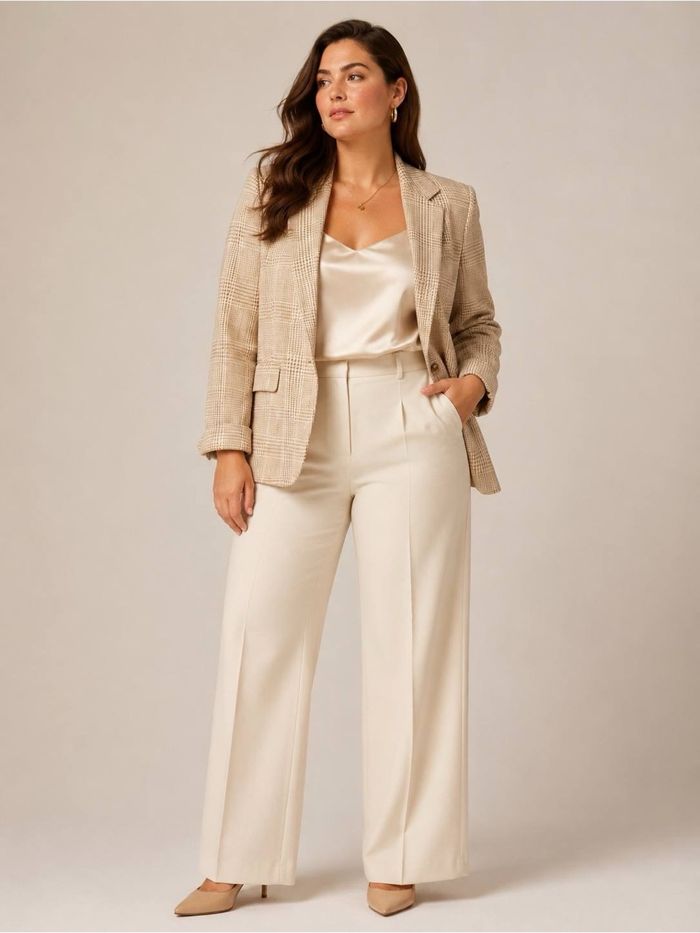 Lauren Ralph Lauren Women's Linen Blazer Cream Plaid Size 14W